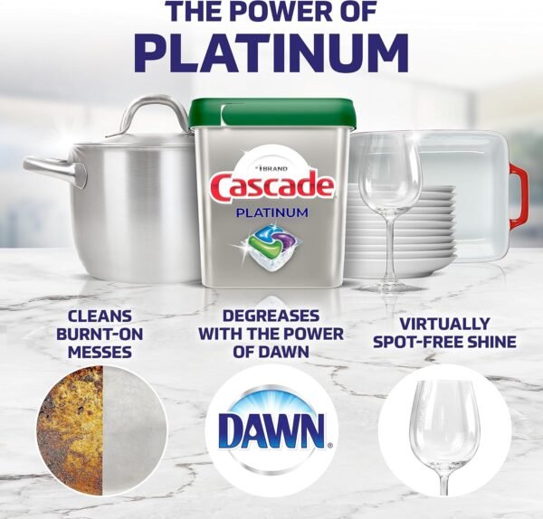 Platinum Dishwasher Pods, Dishwasher Detergent, Dishwasher Soap, Actionpacs, Lemon, 62 Count - Image 3